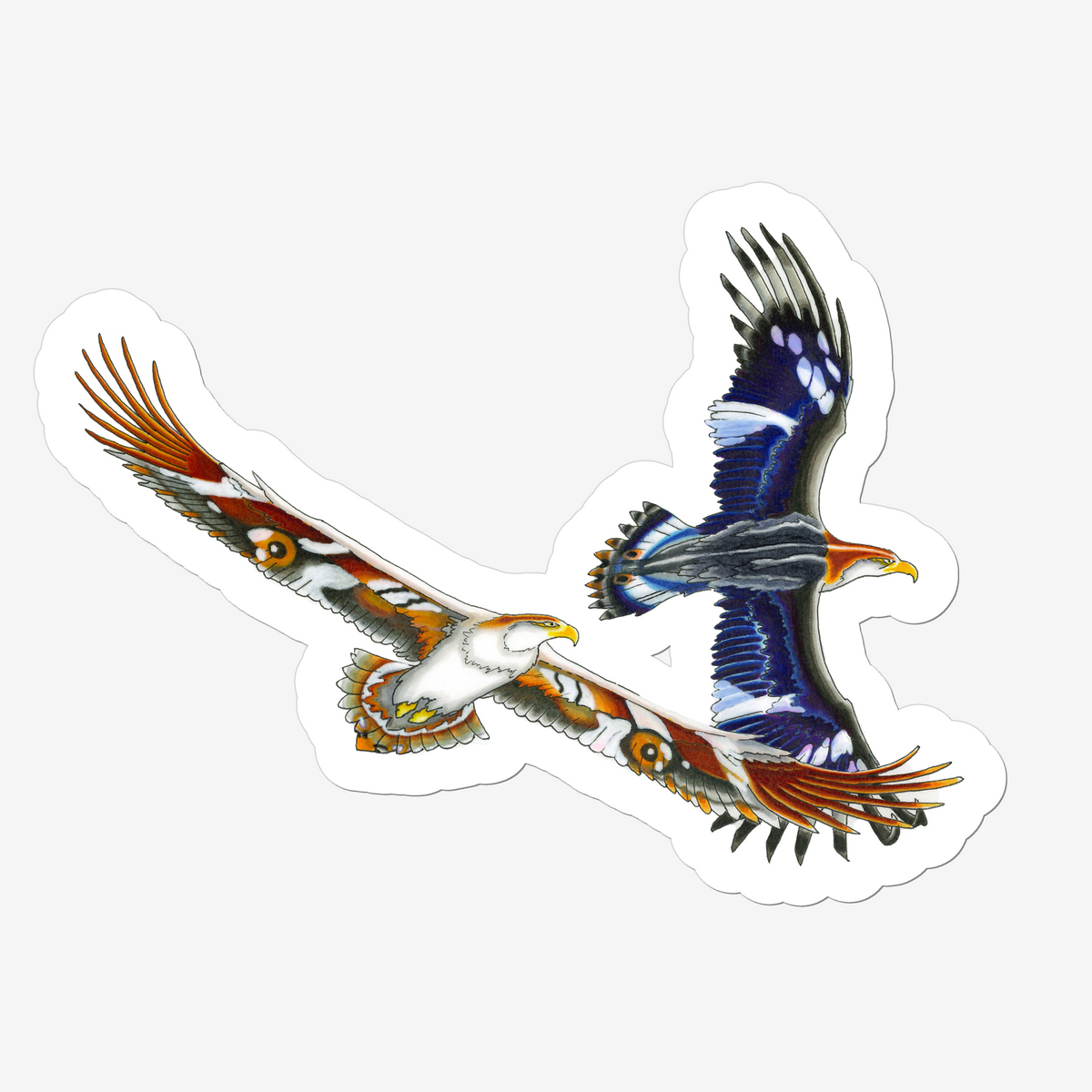 sticker of two eagles in the colours of the Purple Emperor Butterfly